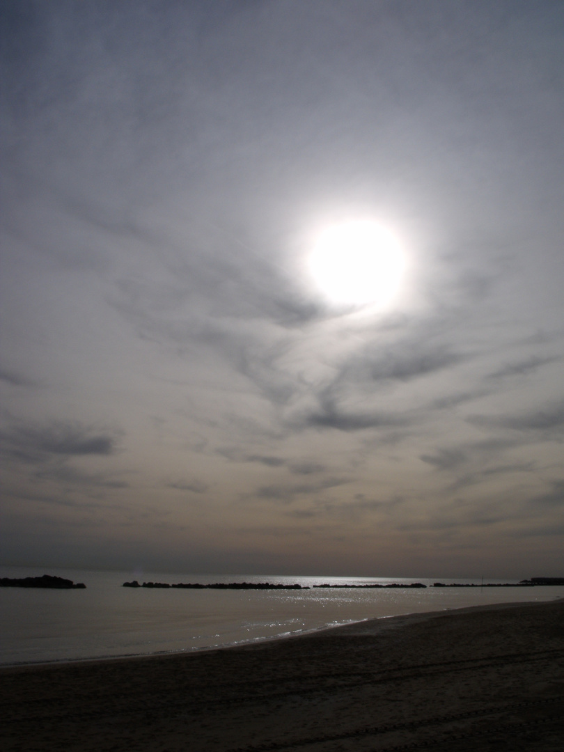 the beach in  winter