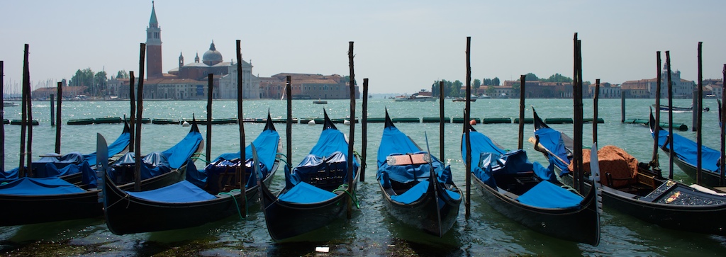 the blue boats of venice