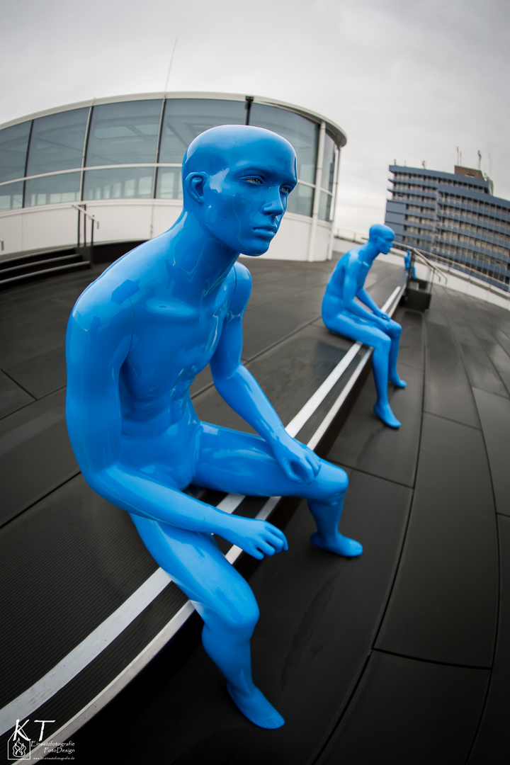 The blue man place....