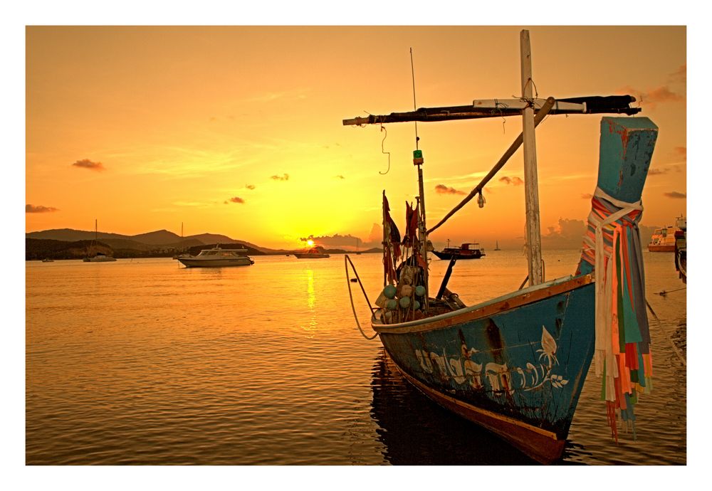 The Boat @ Bangrak Beach Sunset Deep Orange