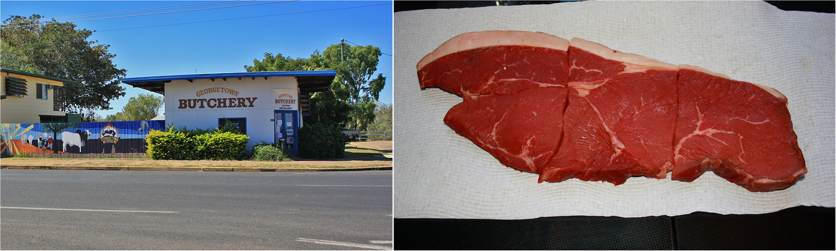 * the Butcher and his  Rump steak *