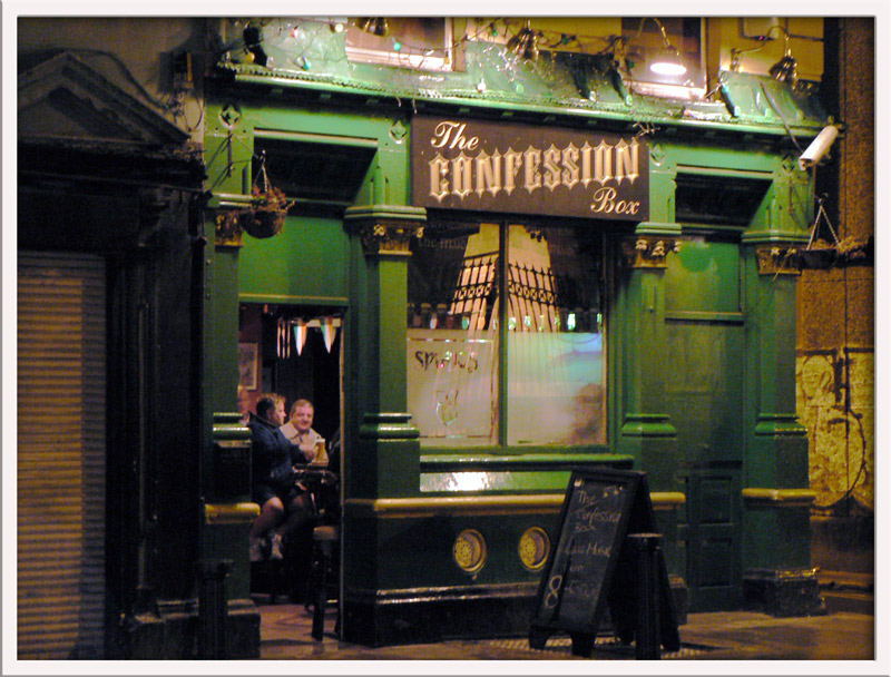 The confession box - Dublin by night