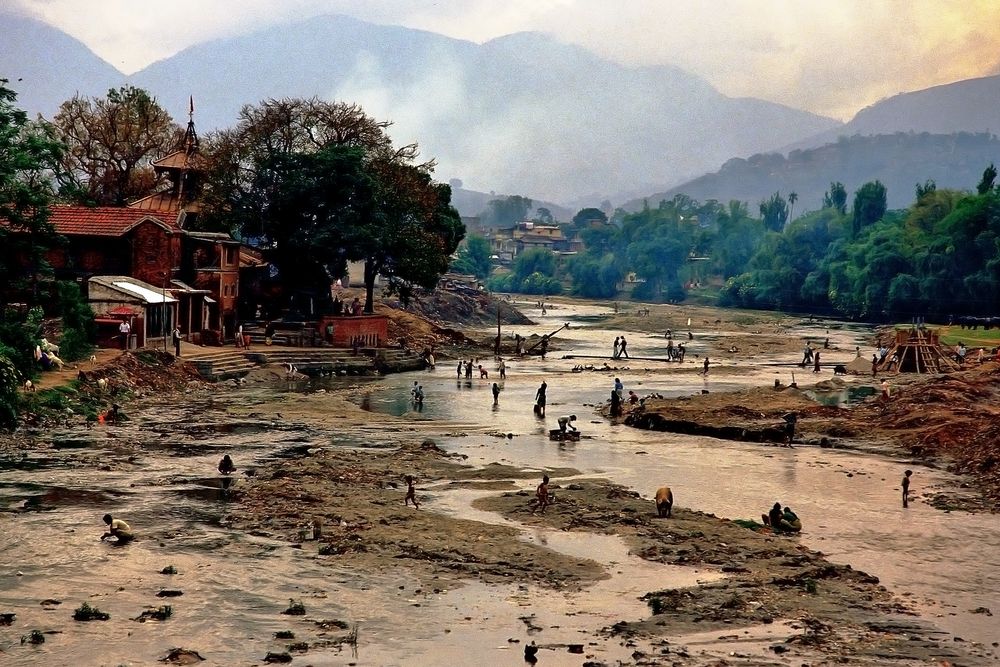 The dried Bagmati river