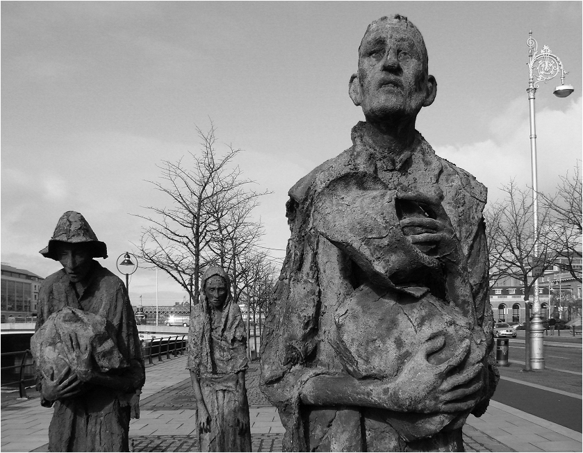 The Famine Memorial on Custom House Quay