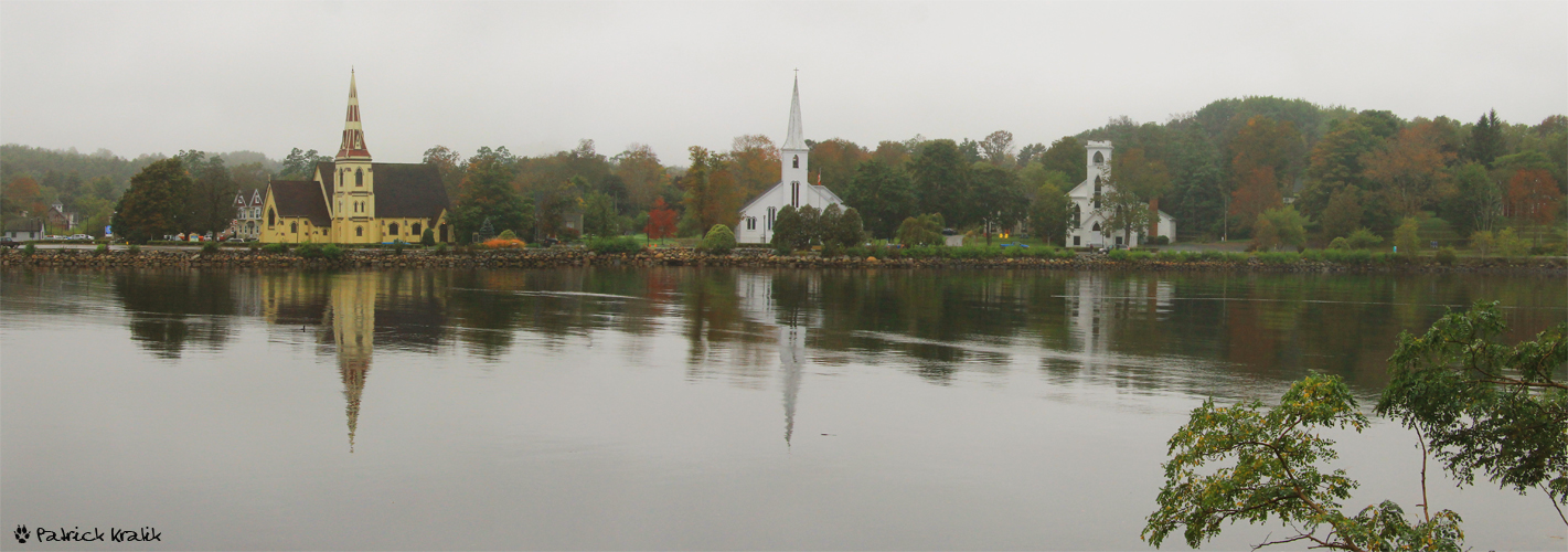 The famous Three Churches of Mahone Bay