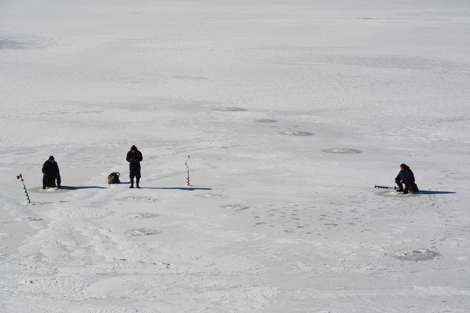 The fishermen's on ice near the center of Helsinki