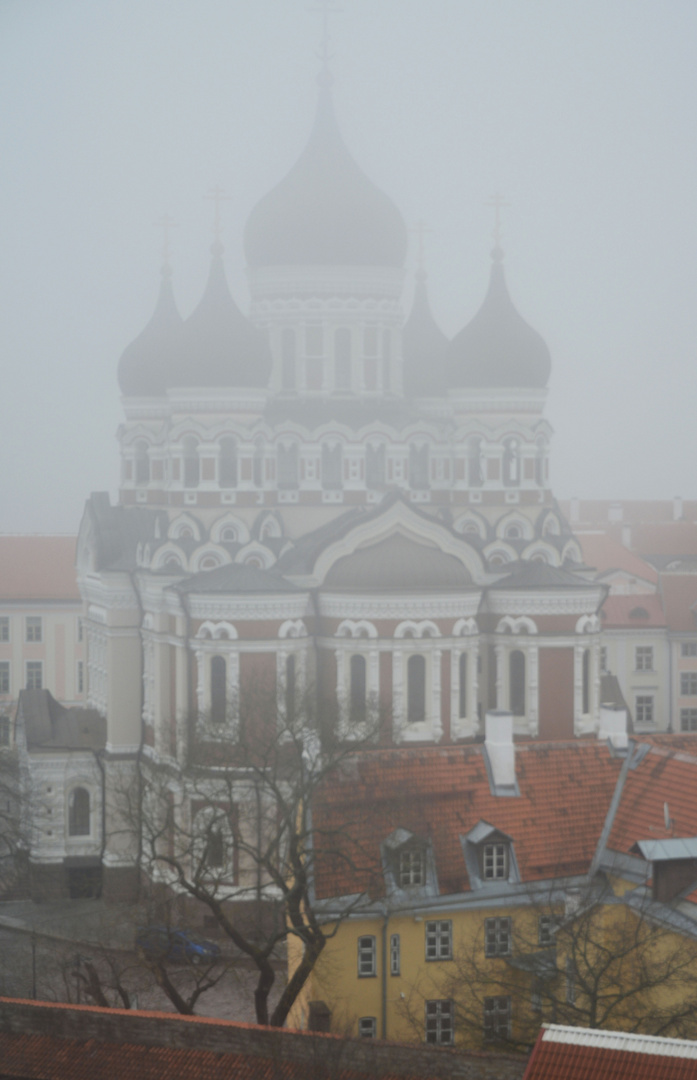 The foggy sight from St. Alexander Nevsky Cathetral on Tallin