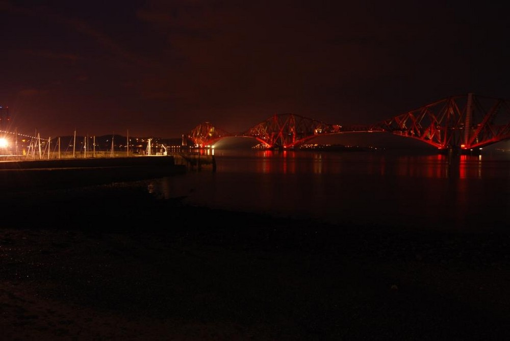 The Forth Rail Bridge at night