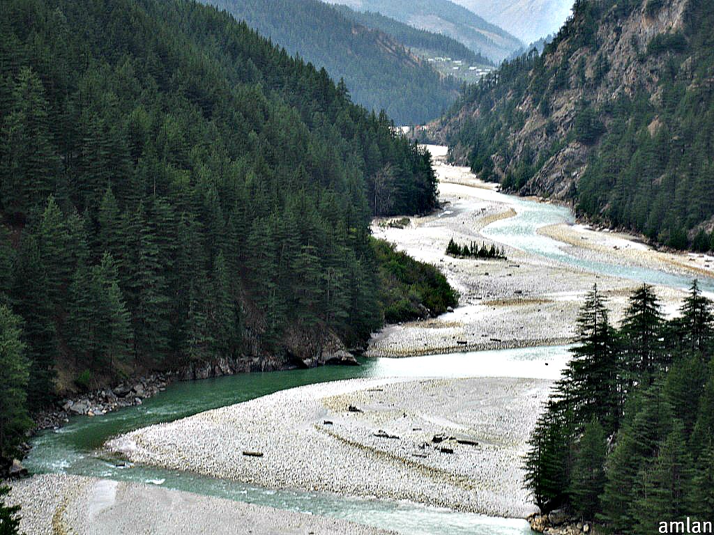 THE GANGES MEANDERING DOWN THE HIMALAYAS