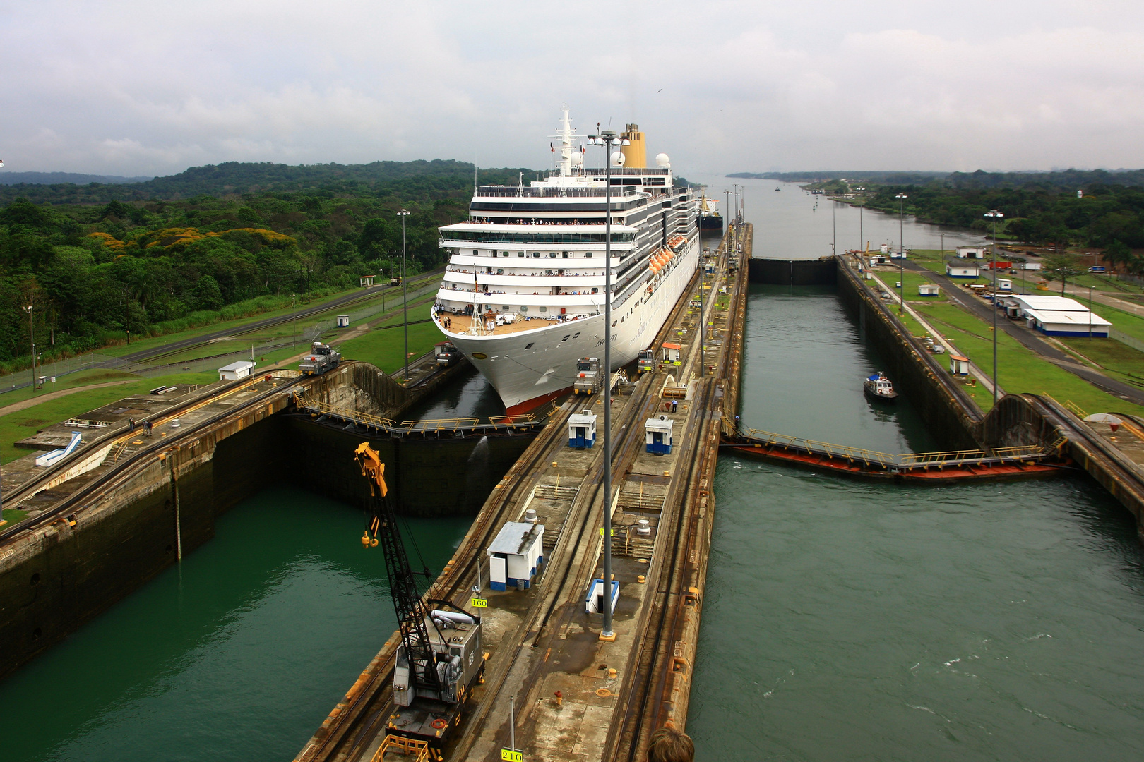 The Gatun Locks - the Cruiseship behind us