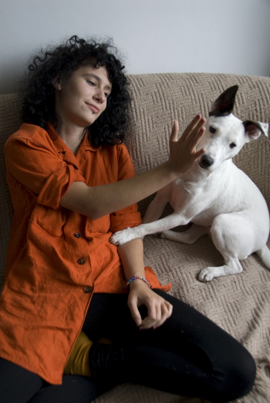 The girl and a dog