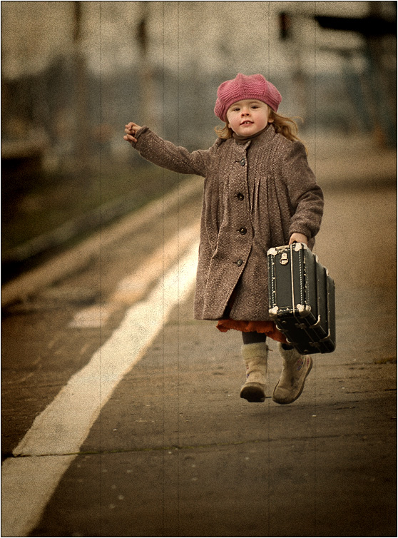 The girl and Suitcase