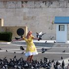 The girl and the pigeons