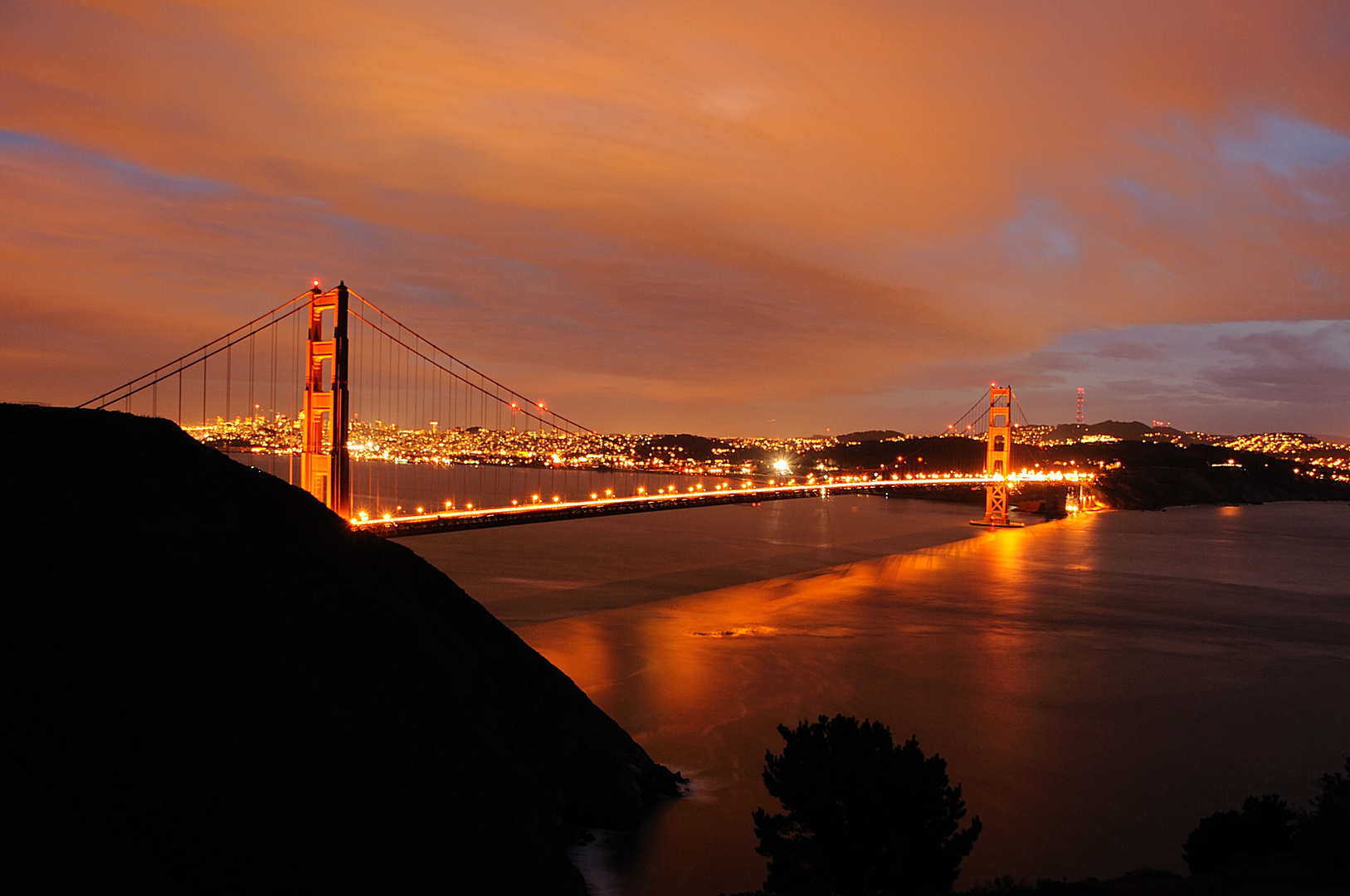 The Golden Gate under Golden Sky