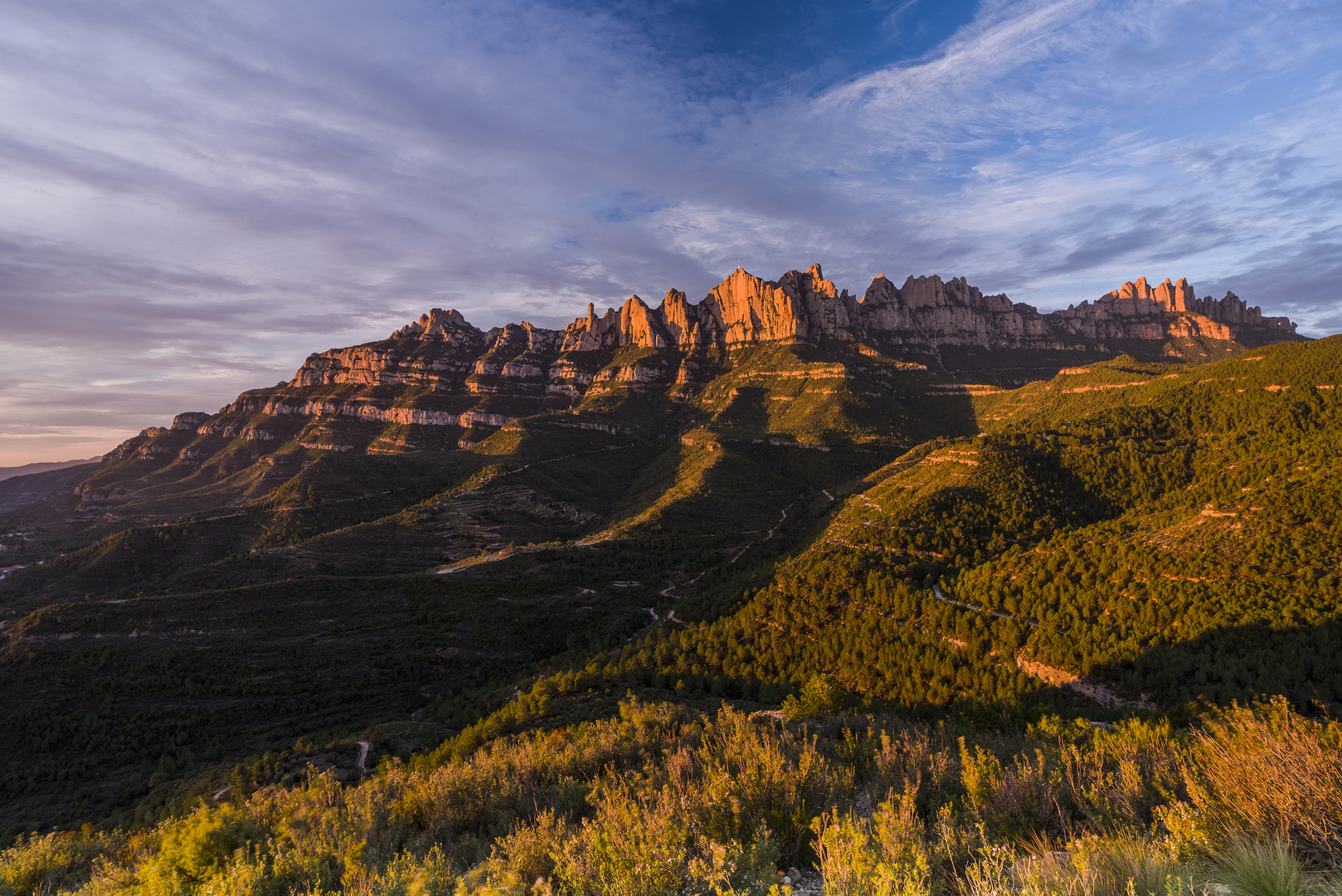 The golden hour in Montserrat mountain park