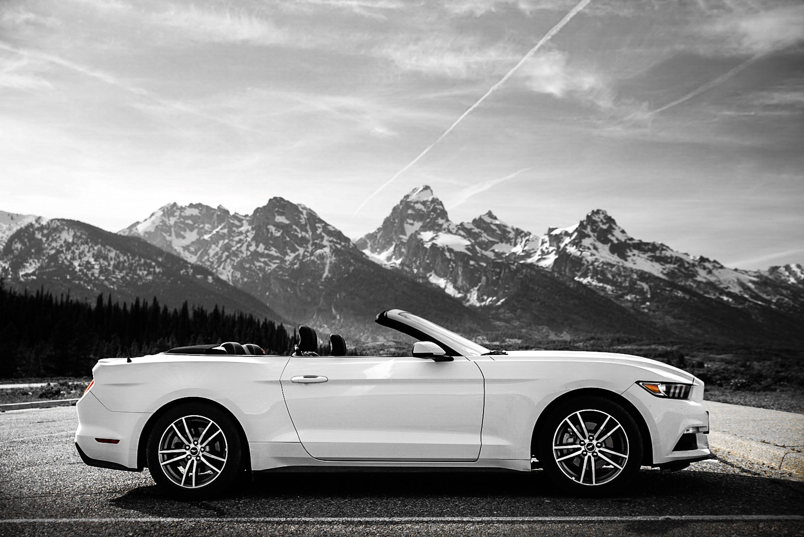 The Grand Teton Tour on a white Mustang s/w