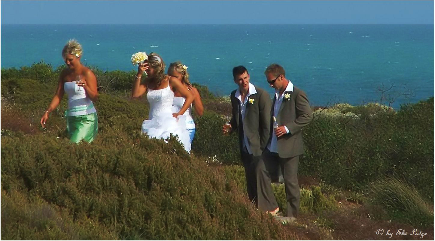 * the groom and his best man and the bride with her maids *                  