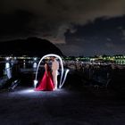 The harbor lights of Mondello, Sicily.