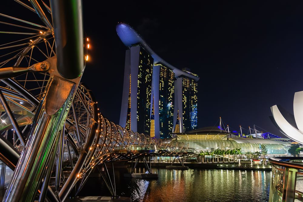 The Helix Bridge & Marina Bay Sands