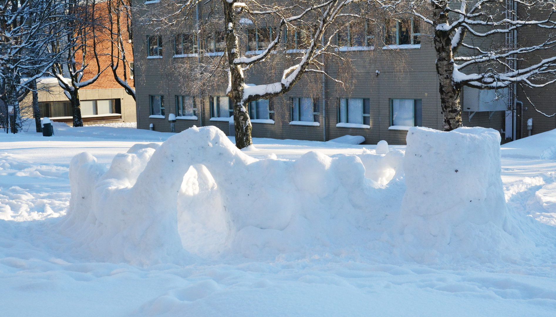 The kids are make the snow castle