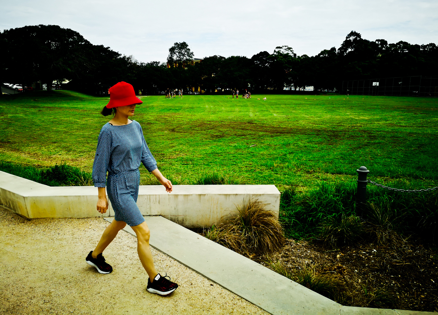 the lady with the red hat