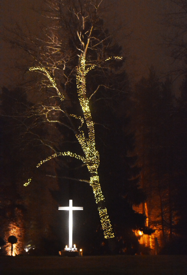 The lights on cemetery