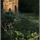 the lion bridge in Alnwick at dusk