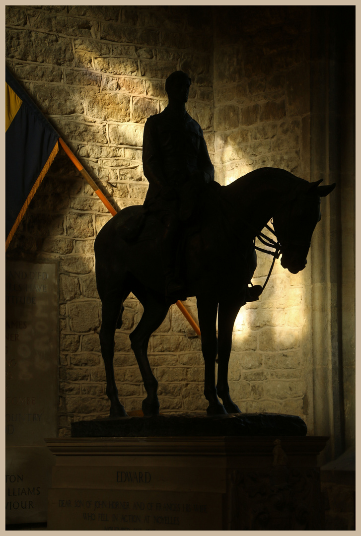 the memorial to edward horner (killed 1917) in St Andrews Church mells Somerset 1b