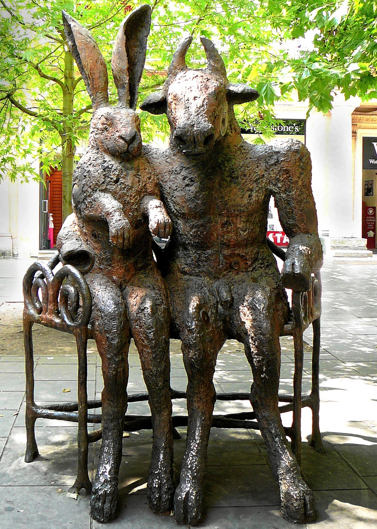 The Minotaur an the hare. Bronze in Cheltenham/GB