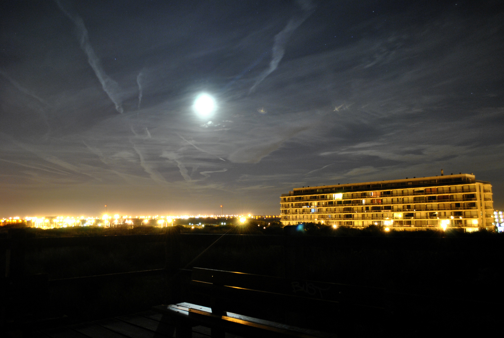 The moon in Blankenberge (Belgium)