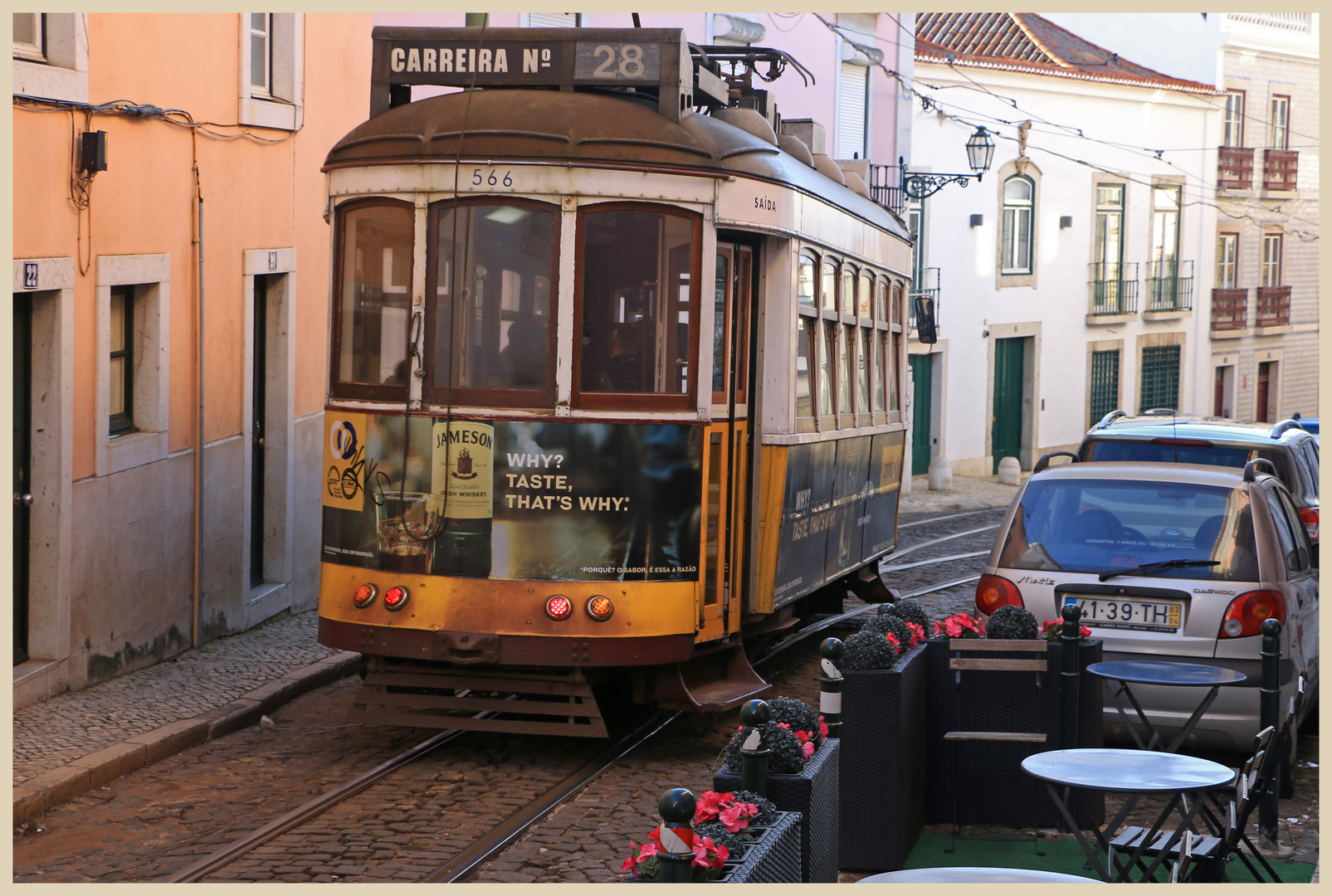 the number 28 tram in the alfama