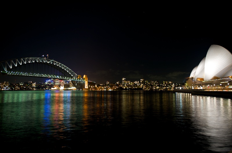 The Opera and the Bridge at Night