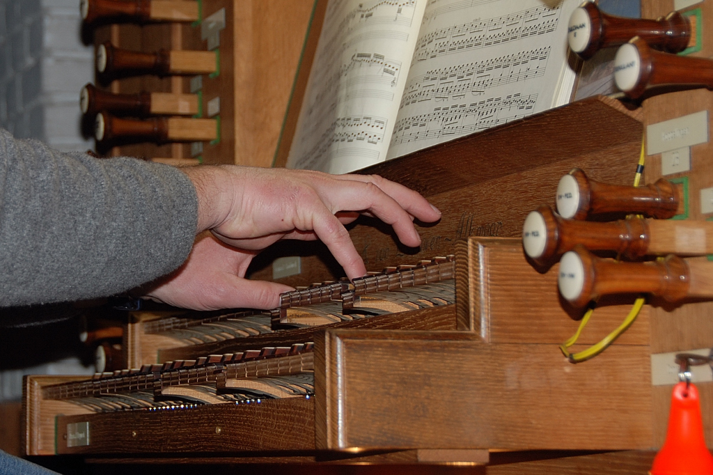 The organist's hands