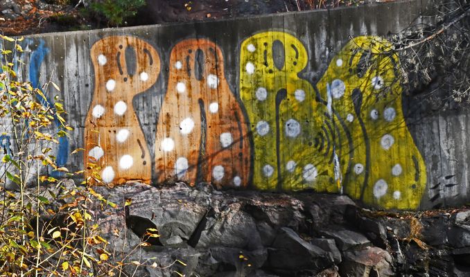 The painted on concrete wall