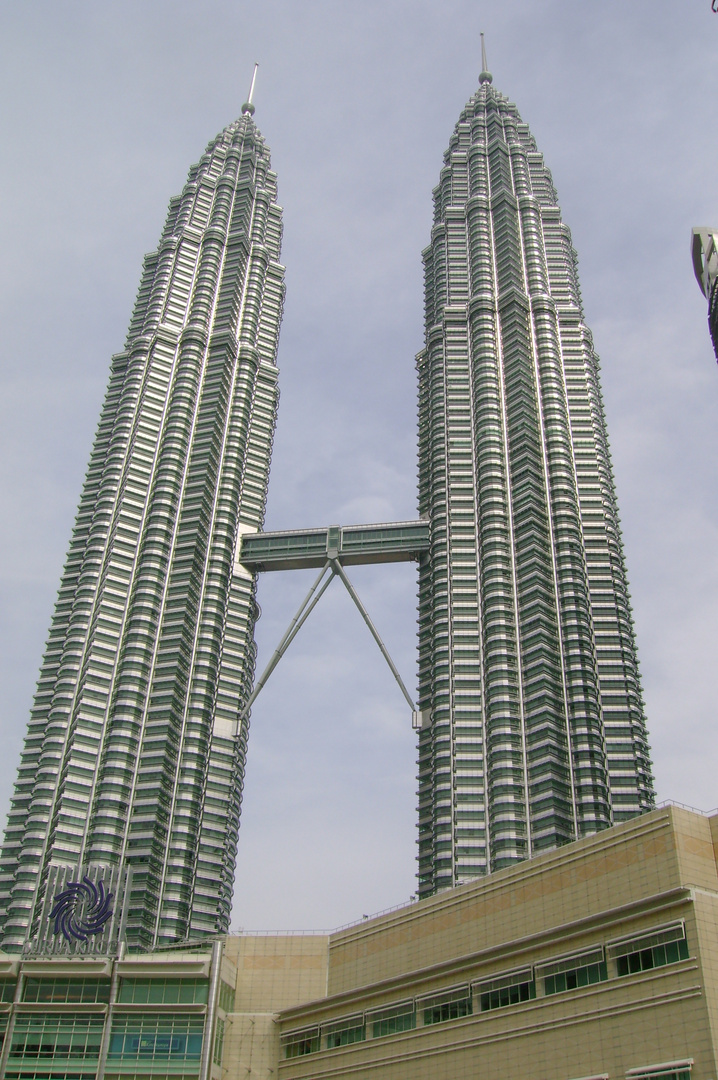 the Petronas twin towers with the sky bridge