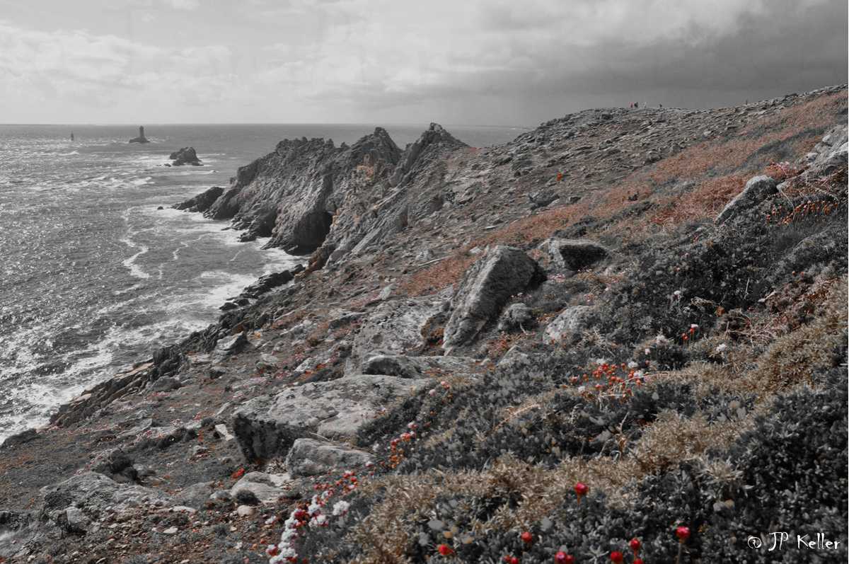 The Pointe du Raz is a promontory that extends into the Atlantic from western Brittany, in France.