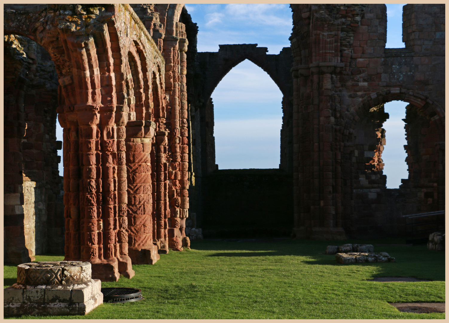 the priory ruins at holy island