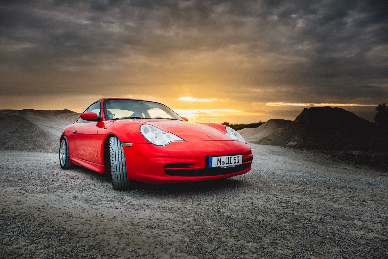 The red Porsche