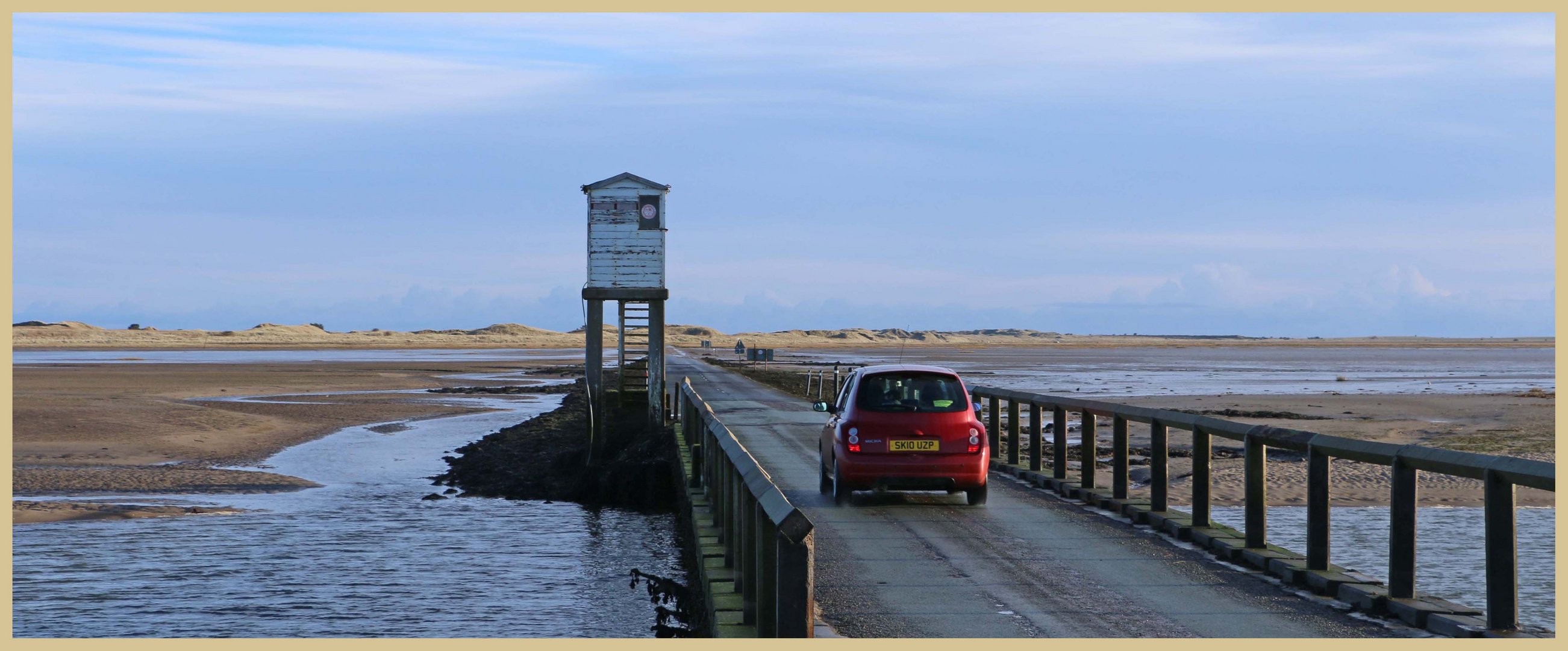 the refuge box on the causeway to Holy Island