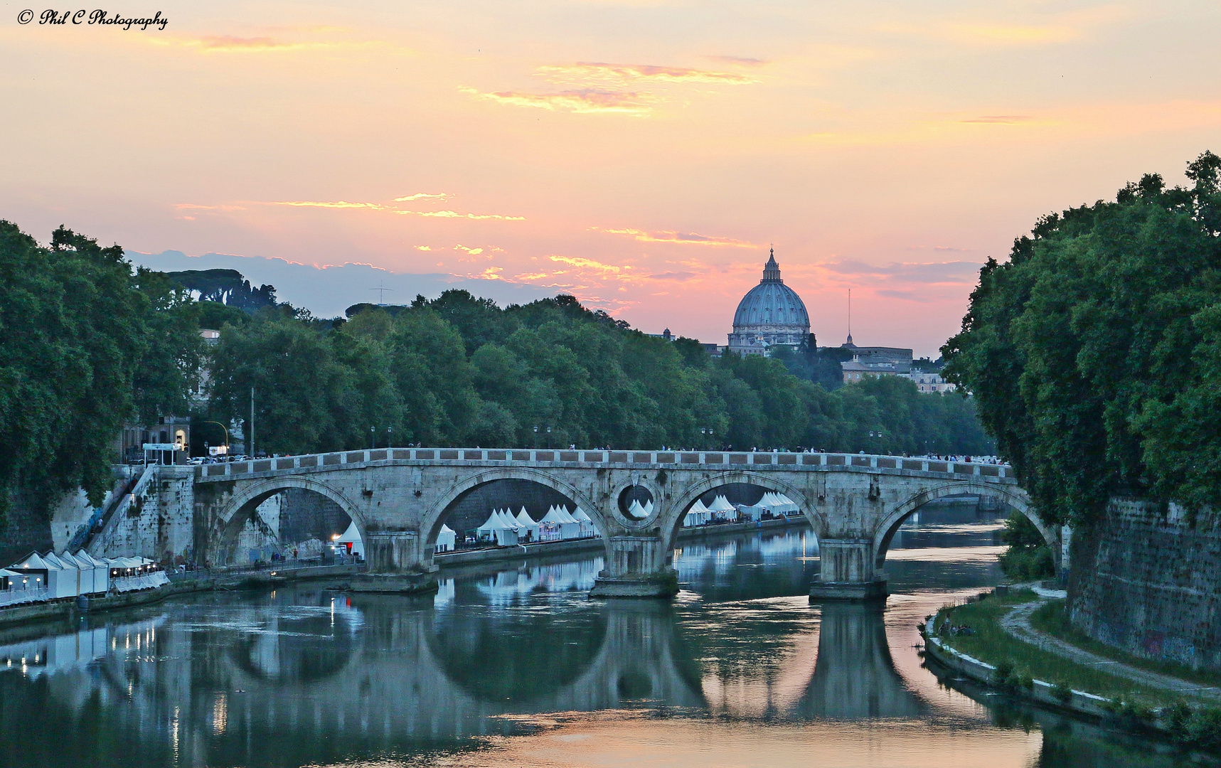 The River Tiber at dusk.