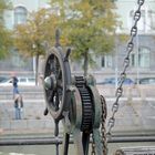 The rudder mechanism on old ship