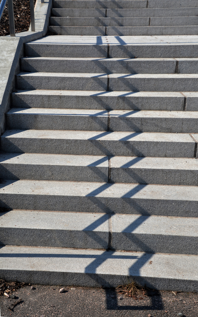 The shadow on the steps