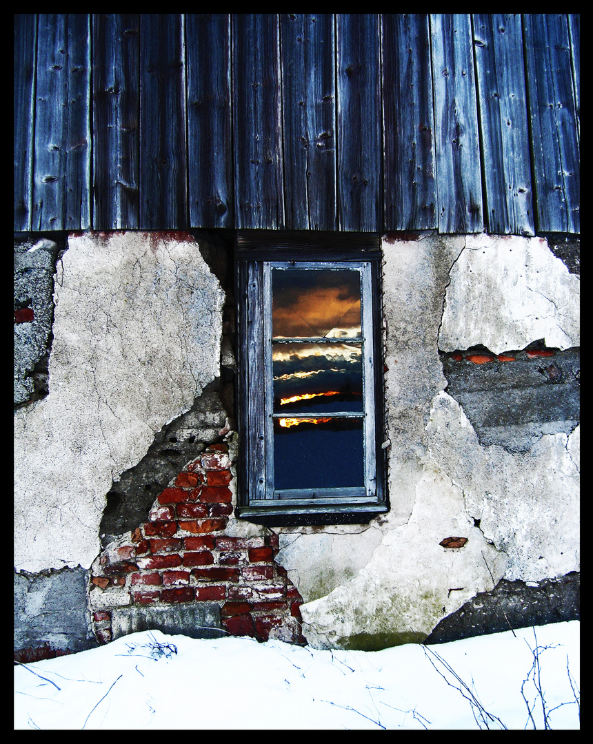 The side of a barn