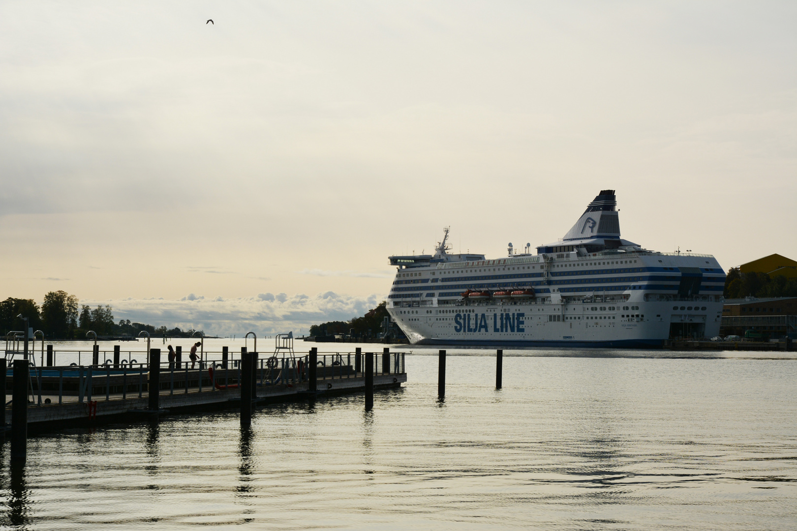 The Silja lines boat on the Helsinki harbor 