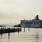 The Silja lines boat on the Helsinki harbor 