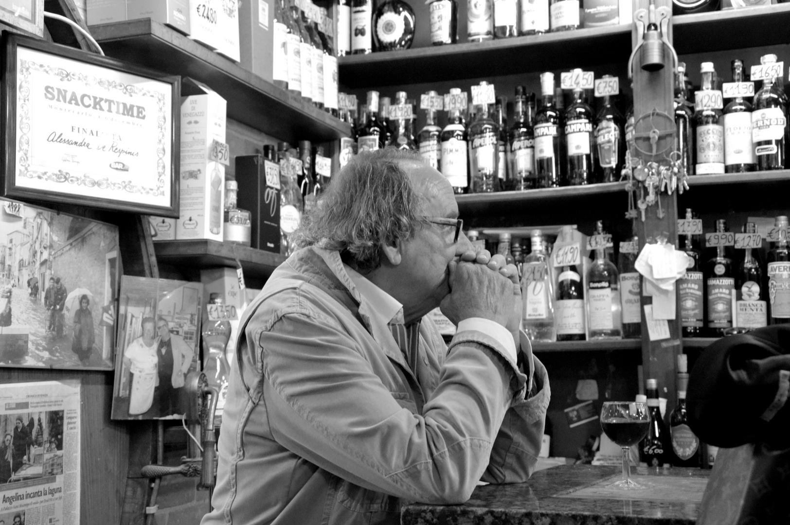 The solitary glass of wine. In my bar. Venice