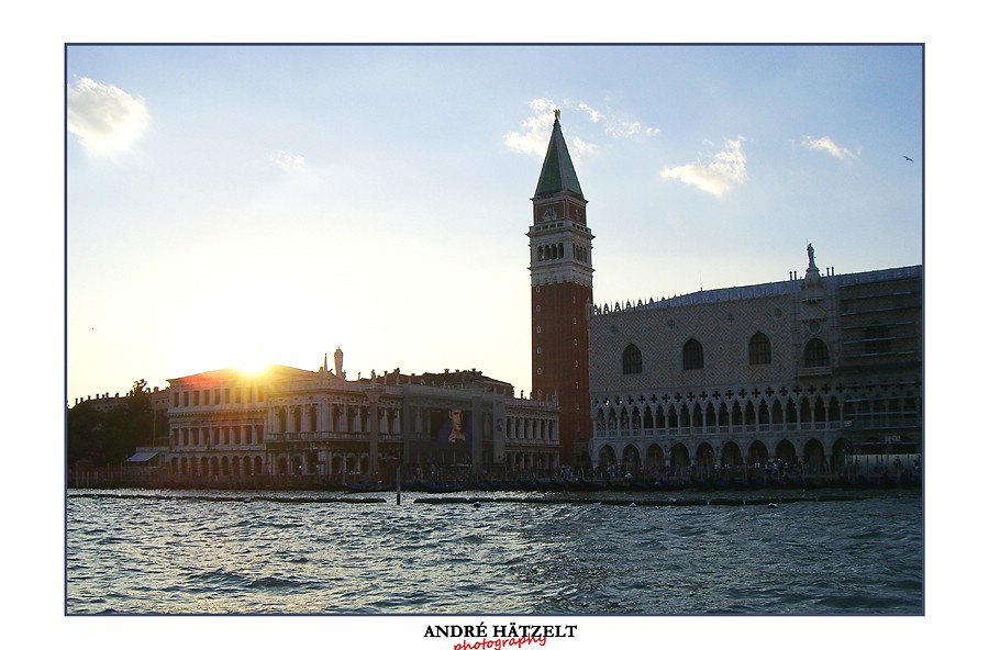 The sun sets over San Marco