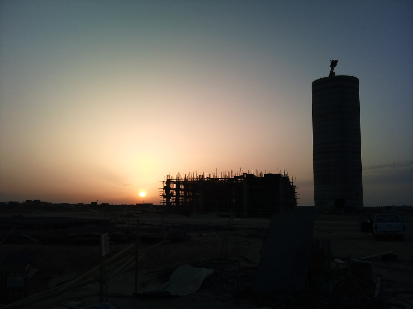 The sunrise in Cement Plant in Syria