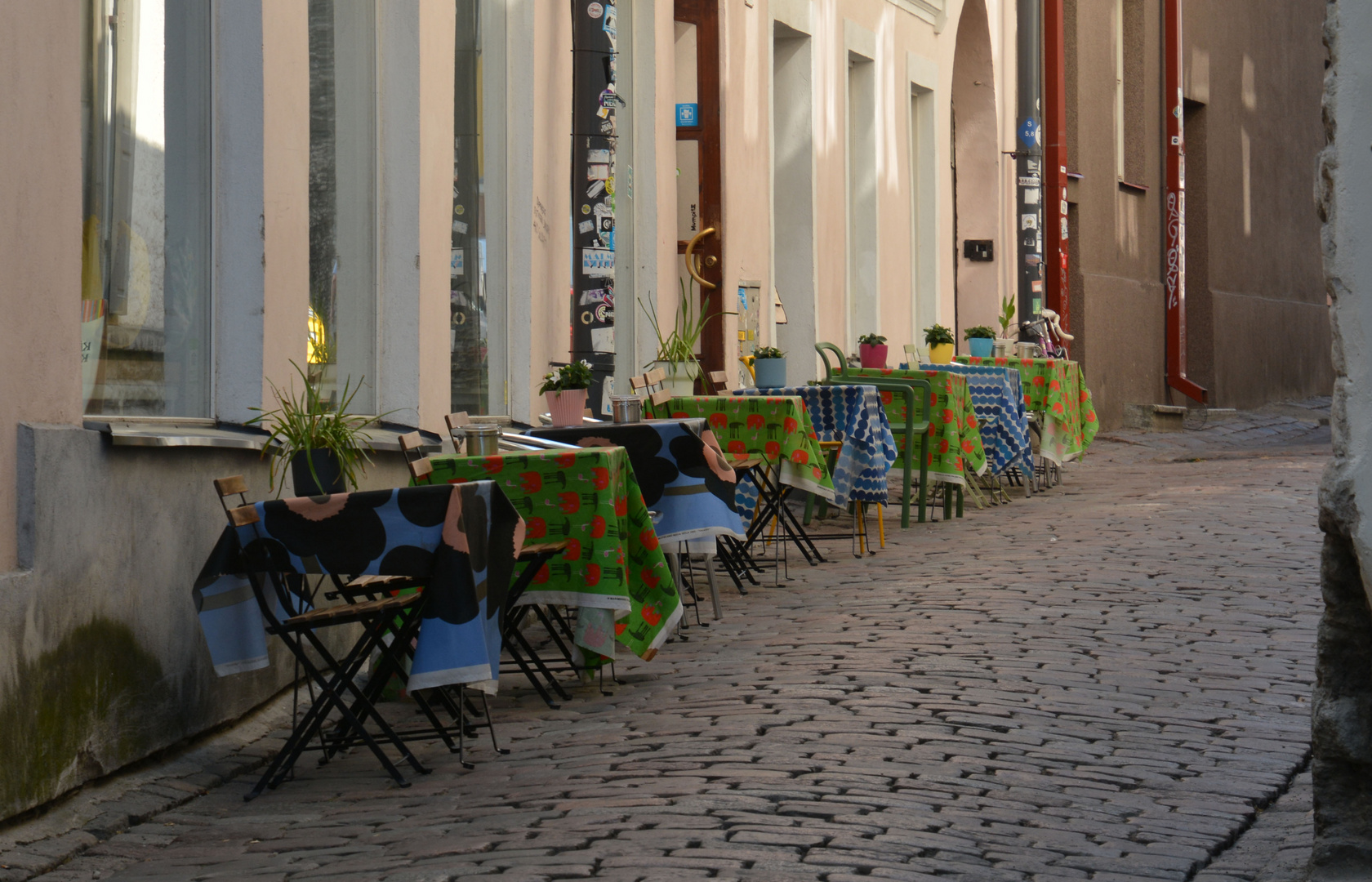 The tables of cafeteria on Tallin