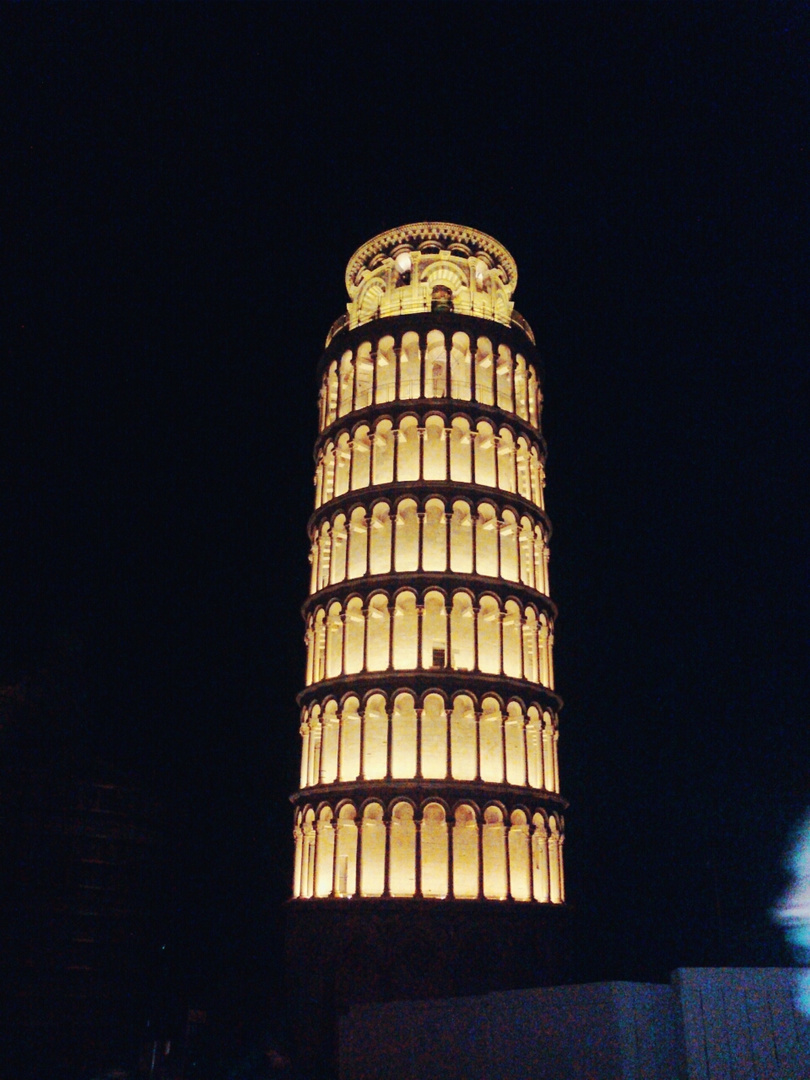 The tower lit